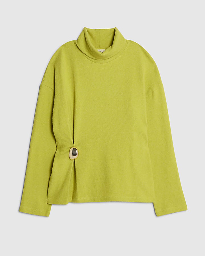 Green Long Sleeve Cosy Gold Detail Top