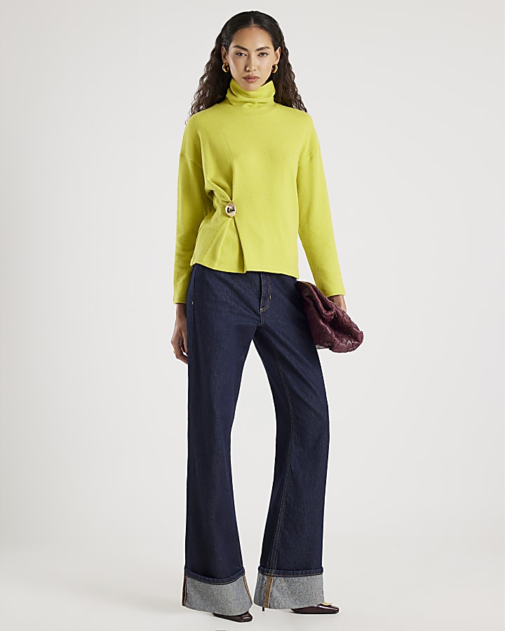 Green Long Sleeve Cosy Gold Detail Top