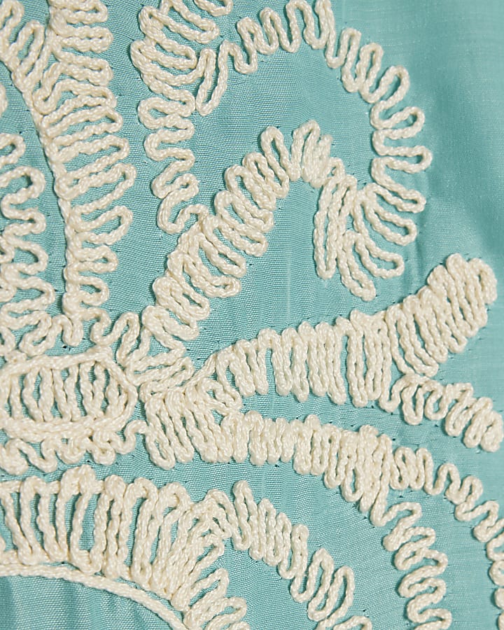 Green Embroidered Long Sleeve Beach Shirt