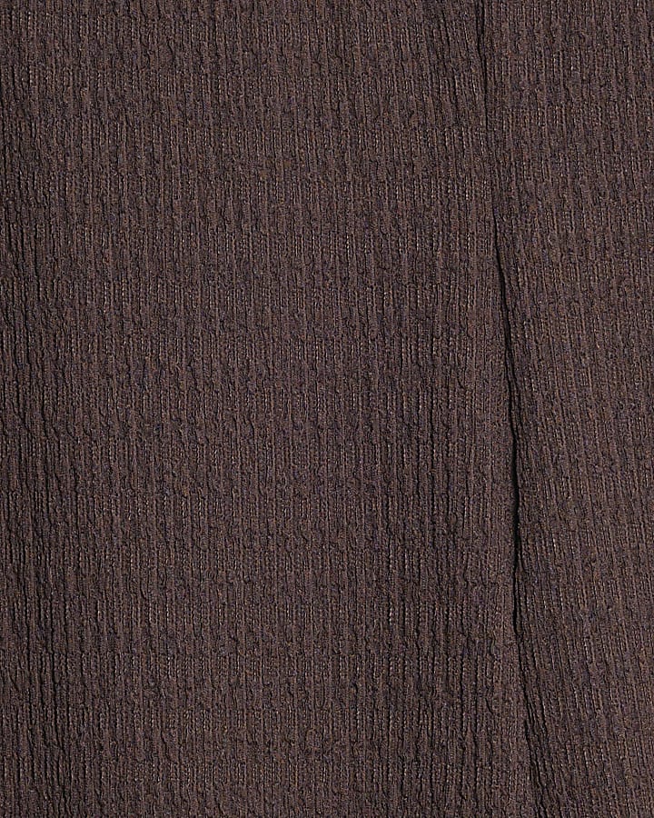 Petite Brown Textured Wide Leg Trousers
