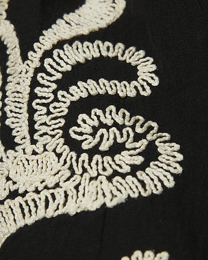 Black Embroidered Tank Top