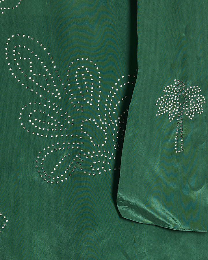 Green Diamante Scarf Bandeau Top