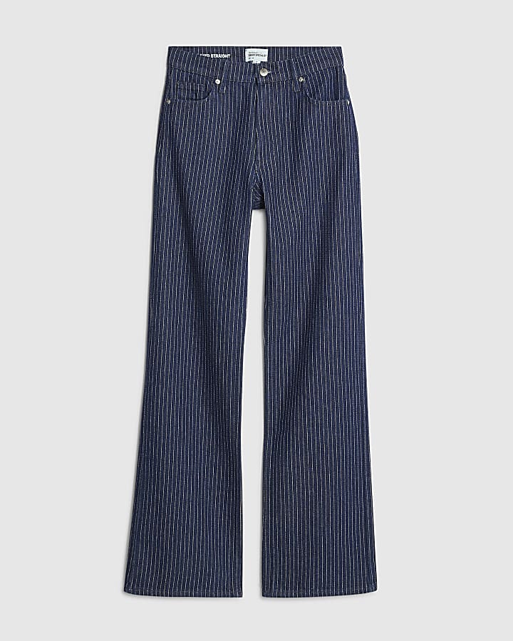 Blue Stripe Relaxed Straight Jeans
