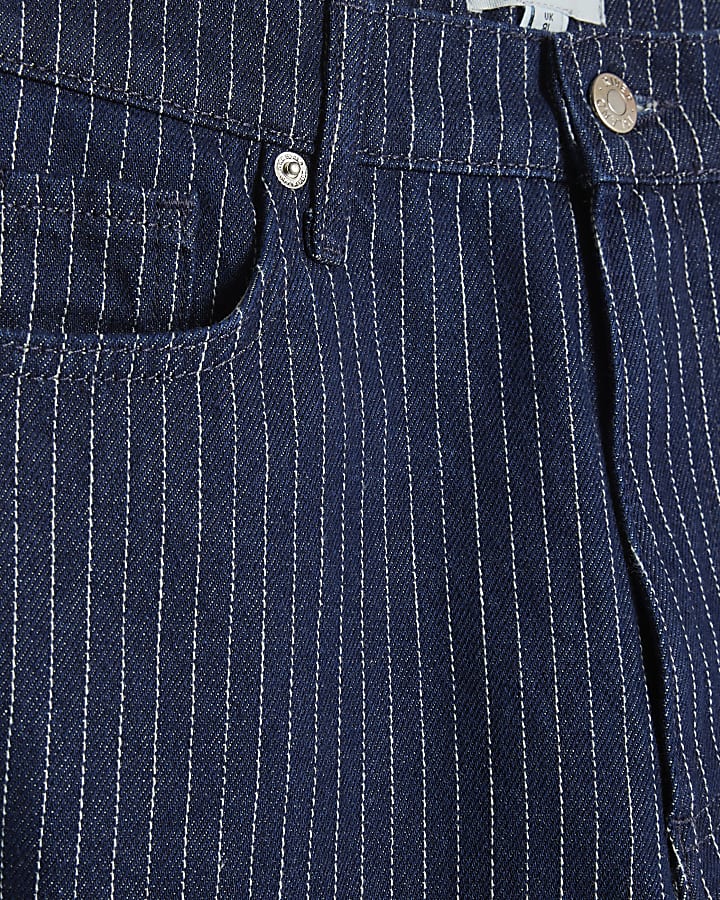 Blue Stripe Relaxed Straight Jeans