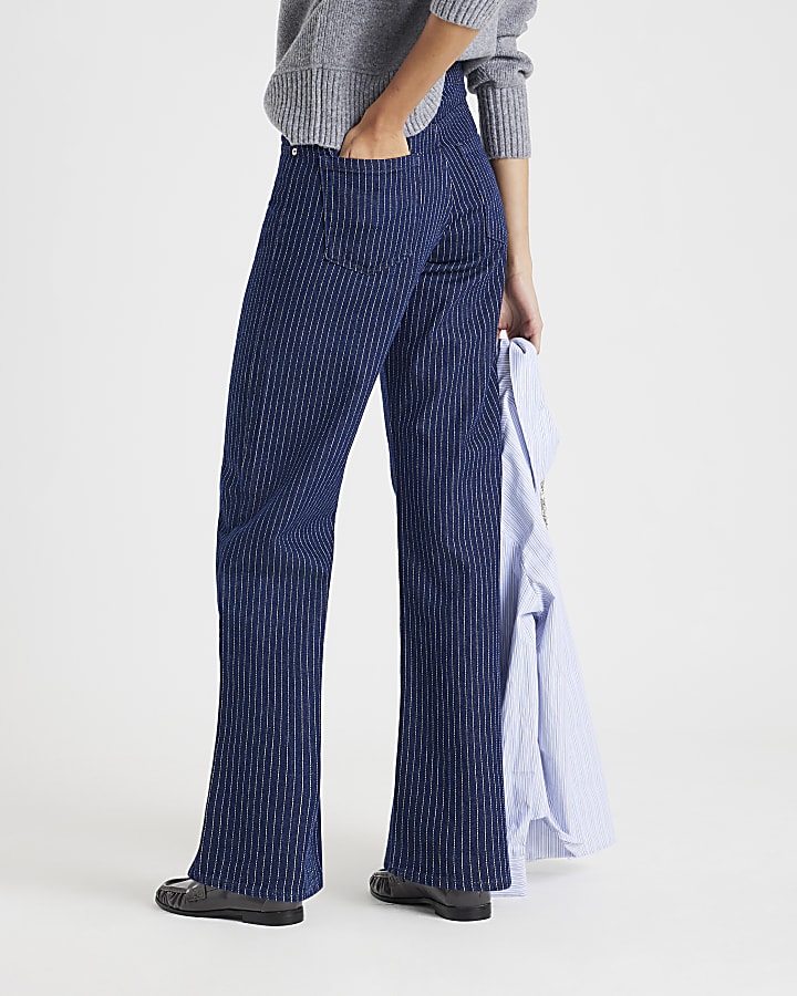 Blue Stripe Relaxed Straight Jeans