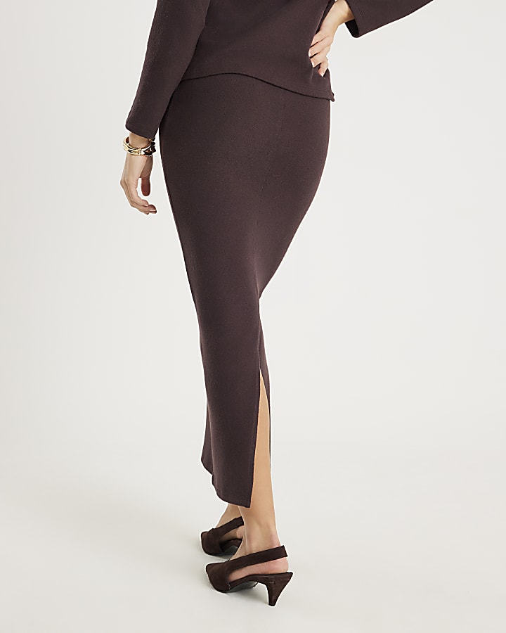 Brown Cosy Midi Skirt