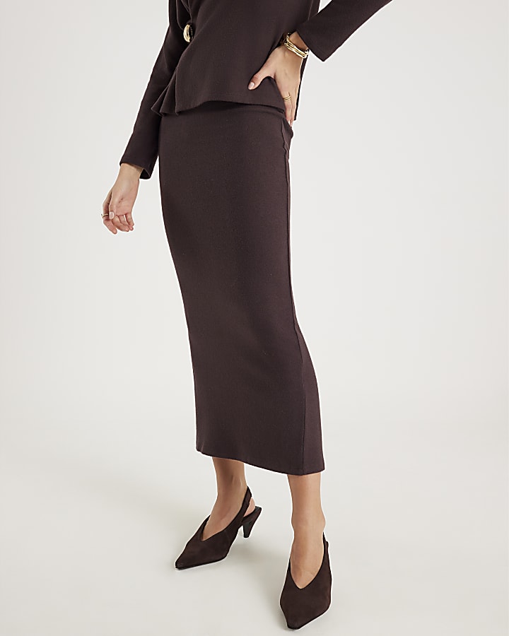 Brown Cosy Midi Skirt