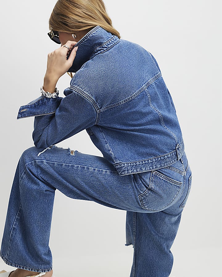 Blue Denim Long Sleeve Pocket Jacket