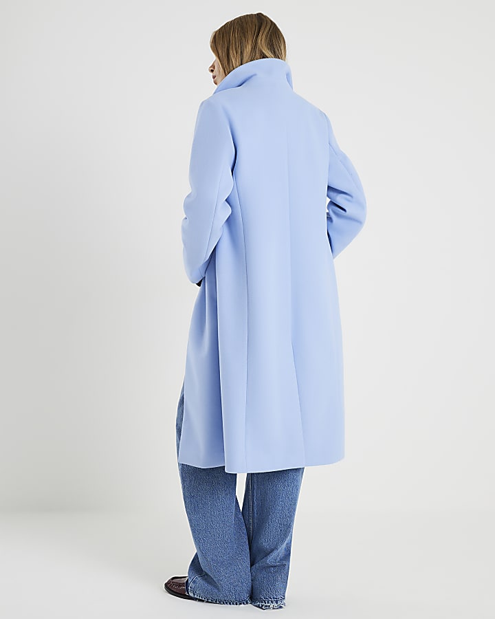 Blue Single Breasted Longline Coat