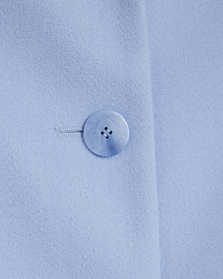 Blue Single Breasted Longline Coat