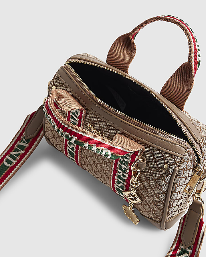 Beige Jacquard Monogram Bowler Bag