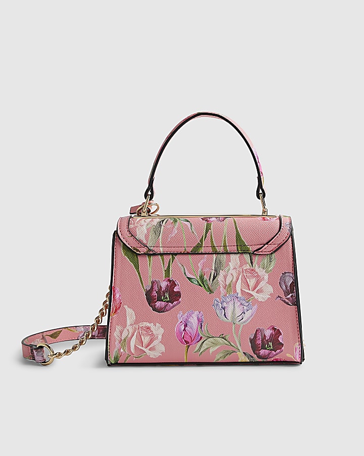 Pink Floral Mini Charm Tote Bag