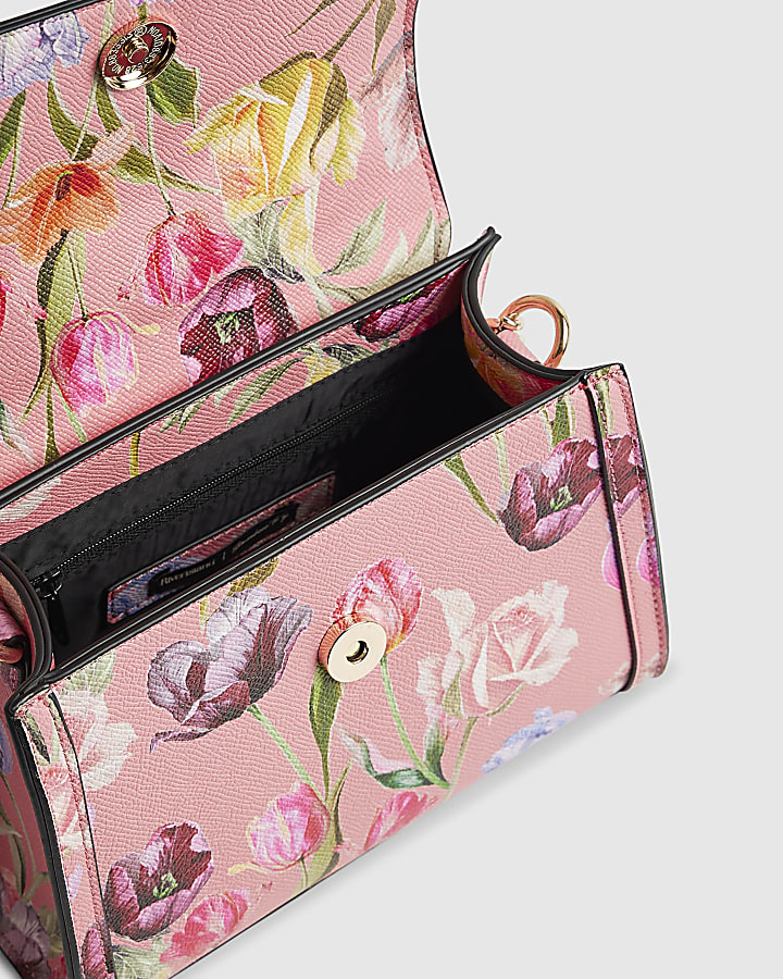 Pink Floral Mini Charm Tote Bag