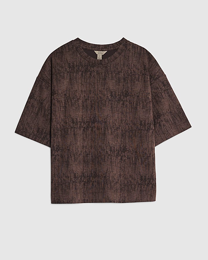 Brown Premium Crinkle Effect Boxy T-shirt