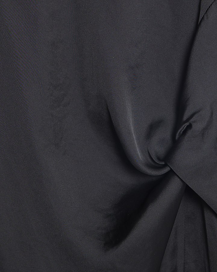 Black Knot Chiffon Sleeve Top