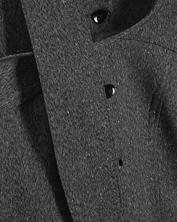 Grey Long Sleeve Tie Neck Jacket