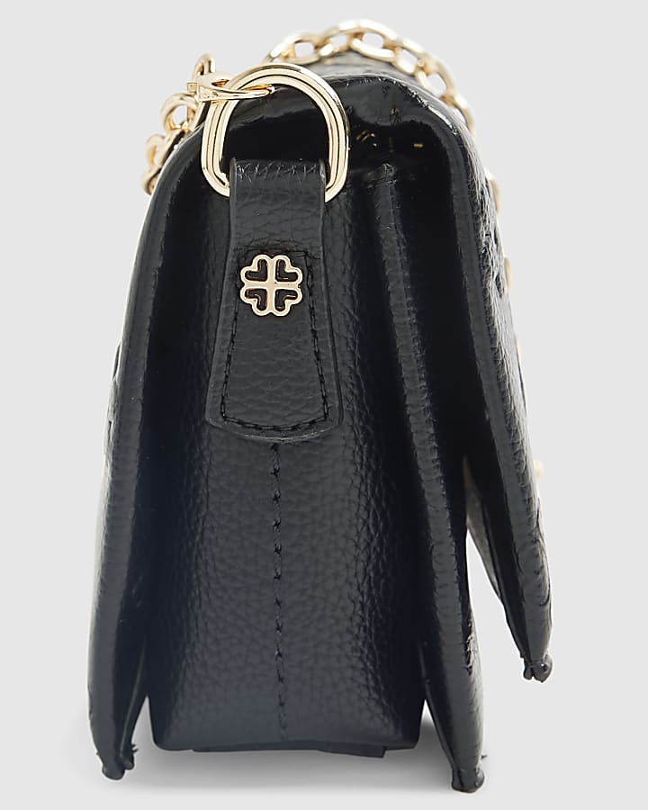 Black Embossed Monogram Cross Body Bag