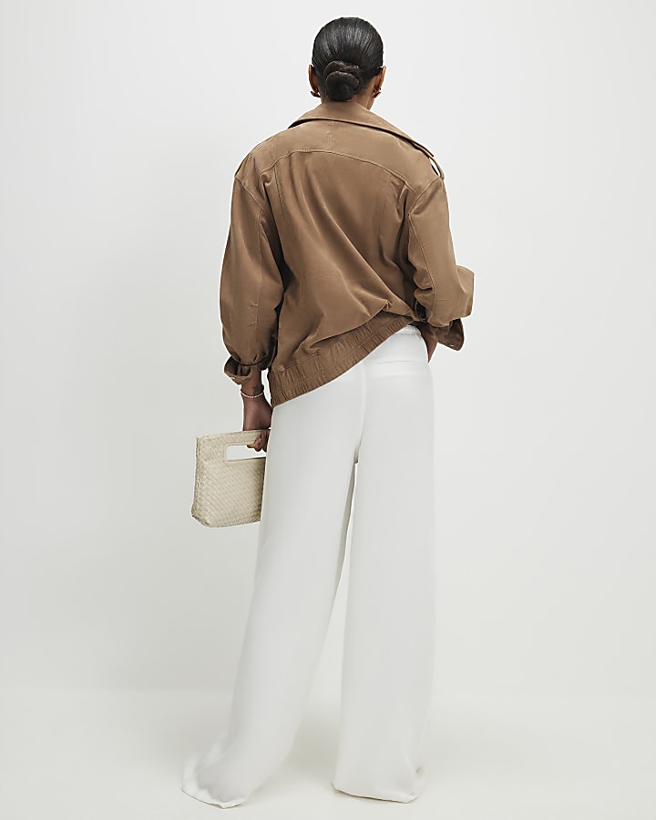 White Wide leg Drawstring Jeans