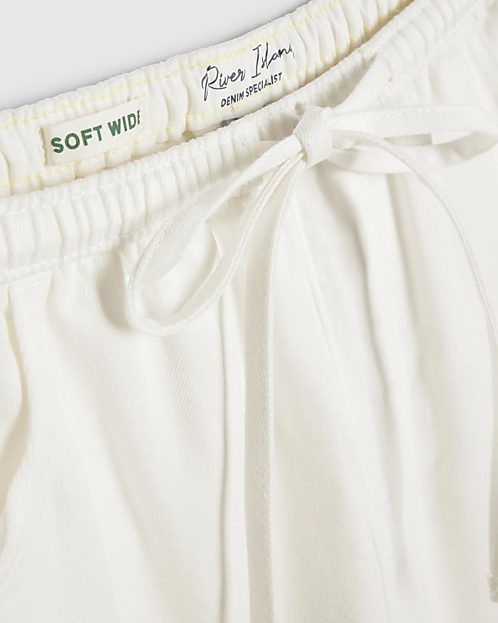 White Wide leg Drawstring Jeans