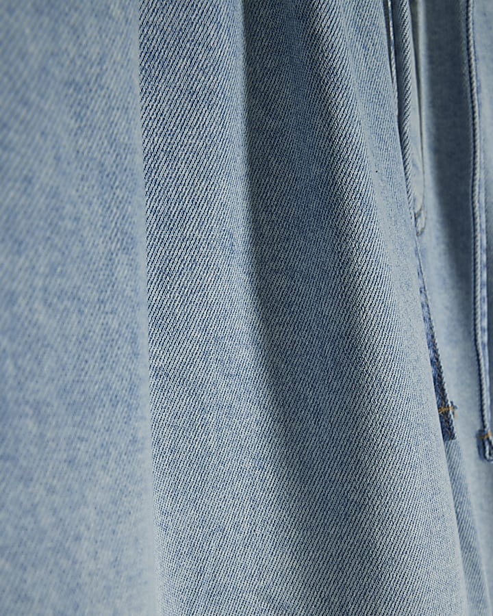 Blue Wide Leg Pyjama Style Drawstring Jeans