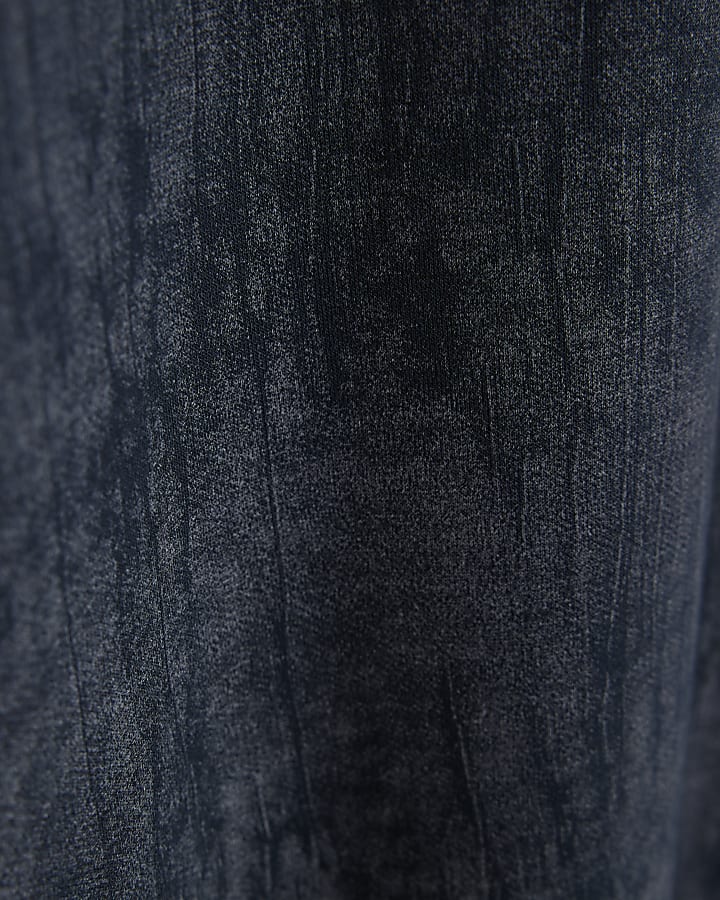 Navy Premium Crinkle Effect Wide Leg Joggers