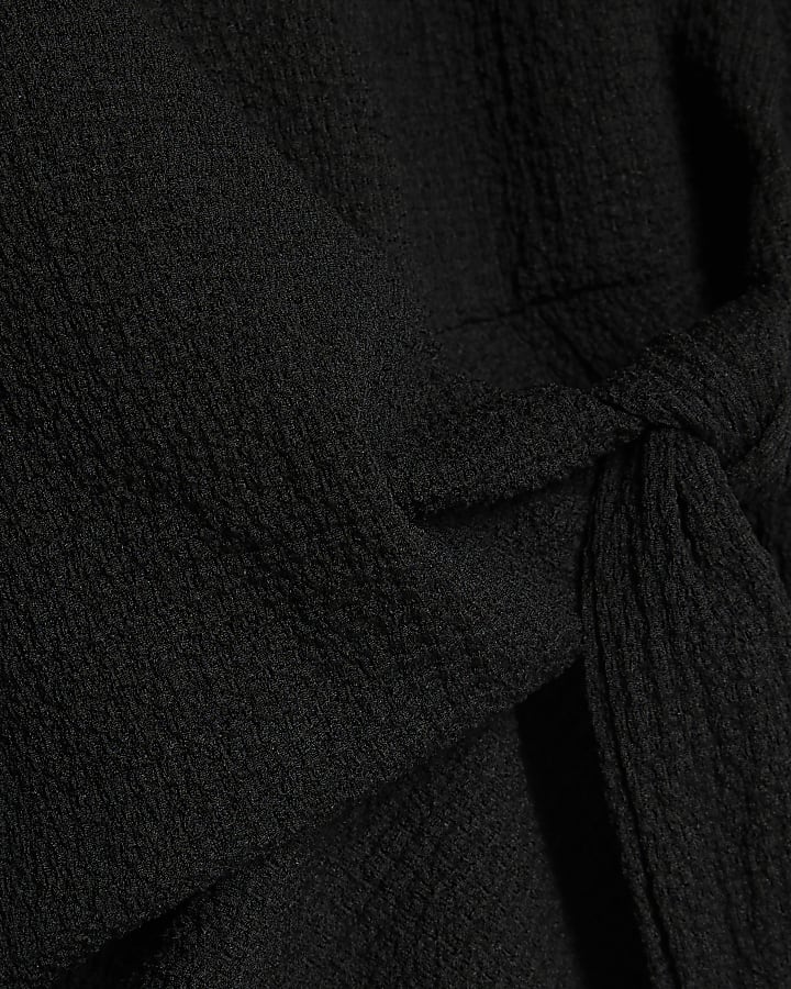 Black Short Sleeve Texture Tie T-shirt