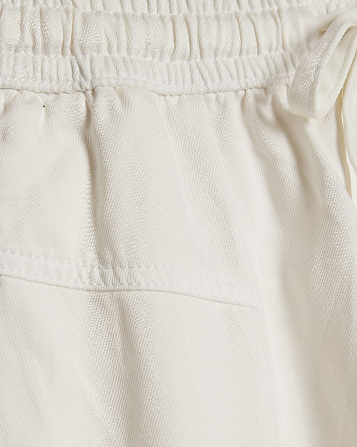 White Tencel Tie Waist Shorts
