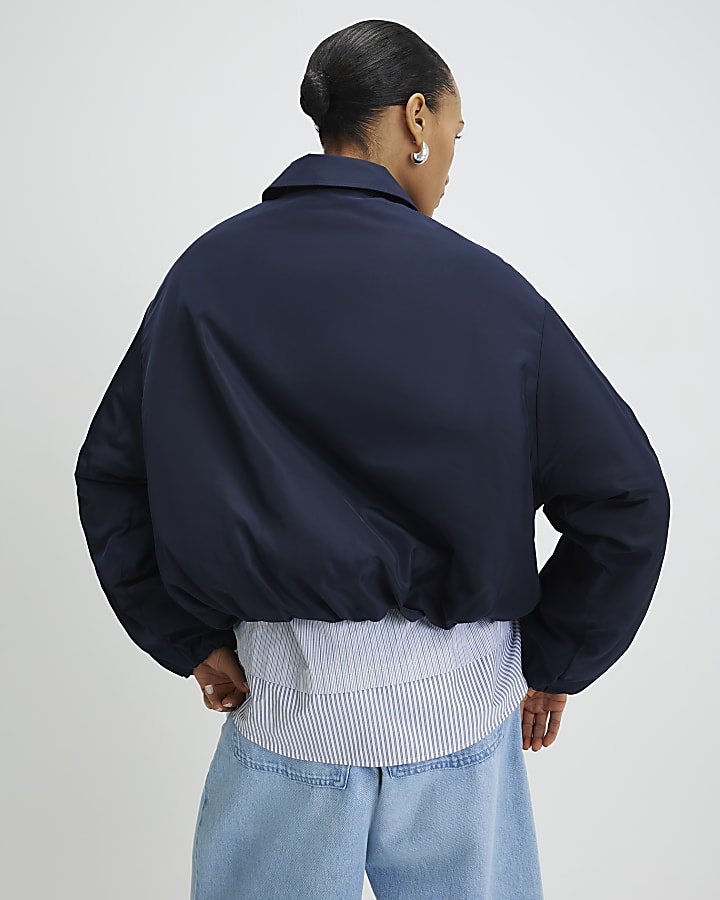 Navy Bubble Hem Jacket