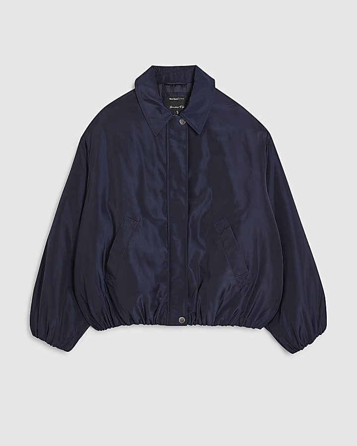 Navy Bubble Hem Jacket
