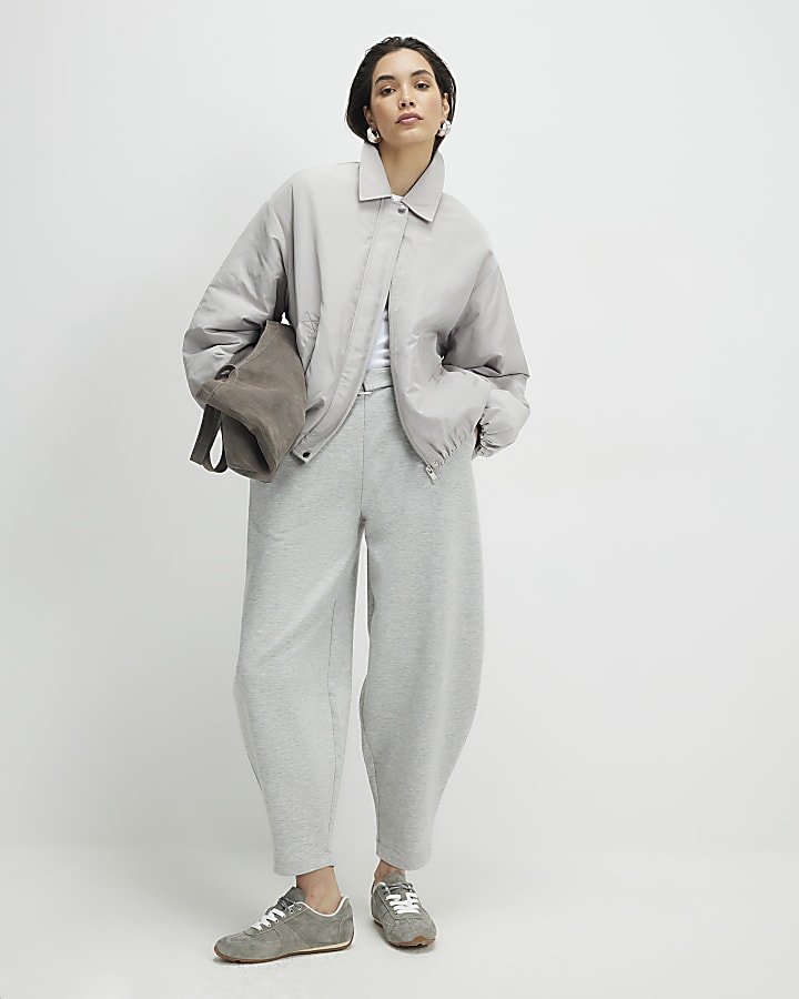 Grey Collared Bubble Hem Jacket
