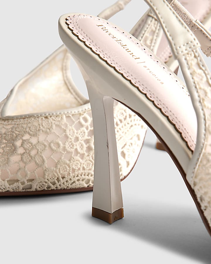 Cream Crochet Slingback Heels