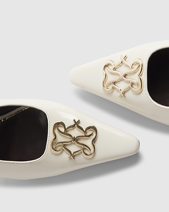 Cream Logo Sling Back Court Heels