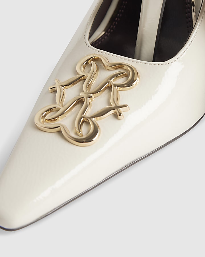 Cream Logo Sling Back Court Heels