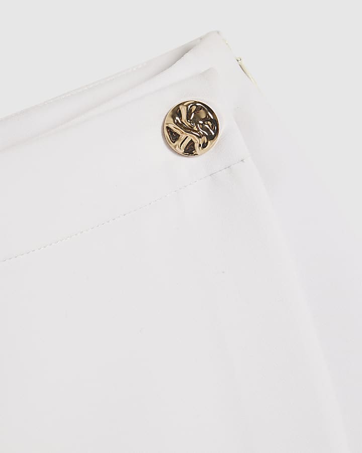 White Wrap Button Detail Skort