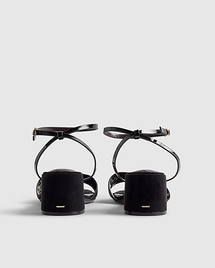 Black Trim Block Heel Sandals