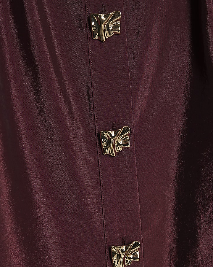 Red Long Sleeve Button Detail Shirt