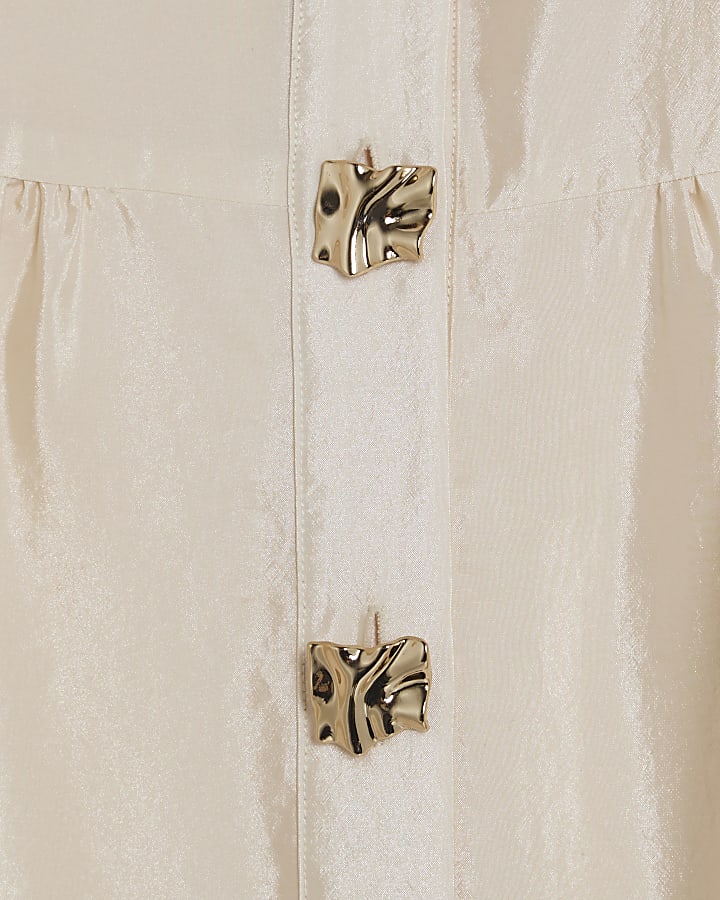 Cream Long Sleeve Button Detail Shirt