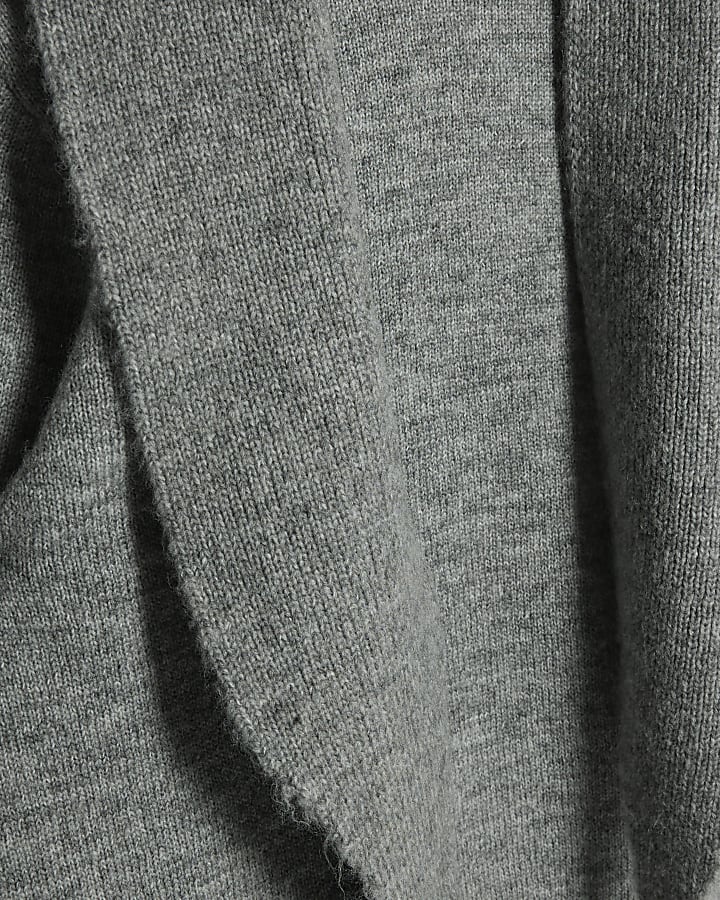 Grey Knitted Scarf Neck Jumper