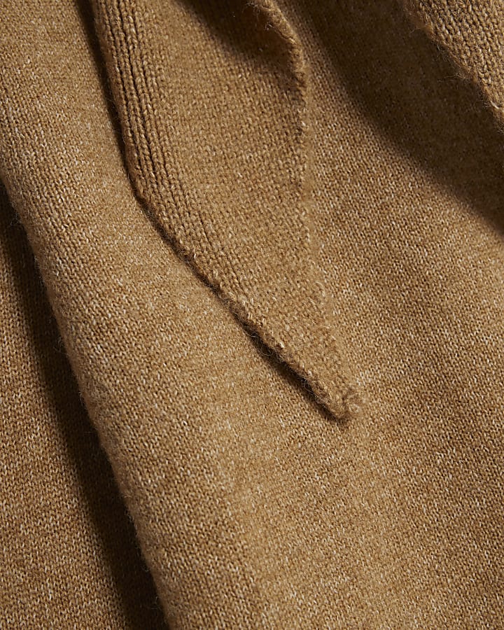 Brown Knitted Neck Tie Jumper