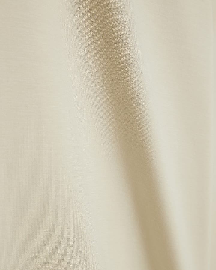 Beige Long Sleeve High Neck Neoprene Top