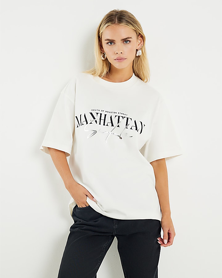 White Manhattan Premium T-shirts