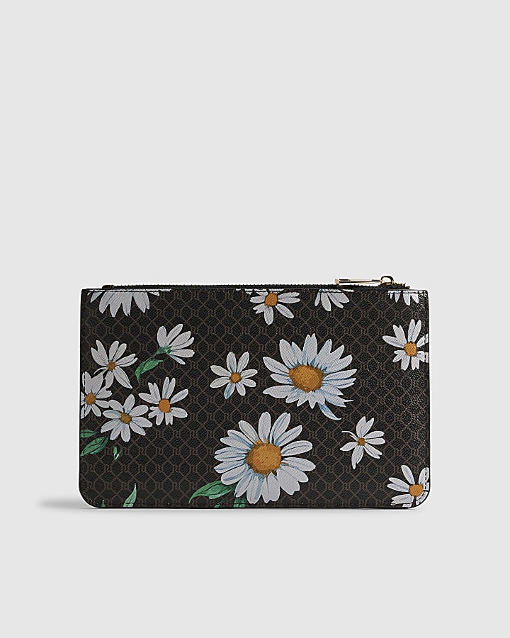 Brown Daisy Monogram Travel Wallet