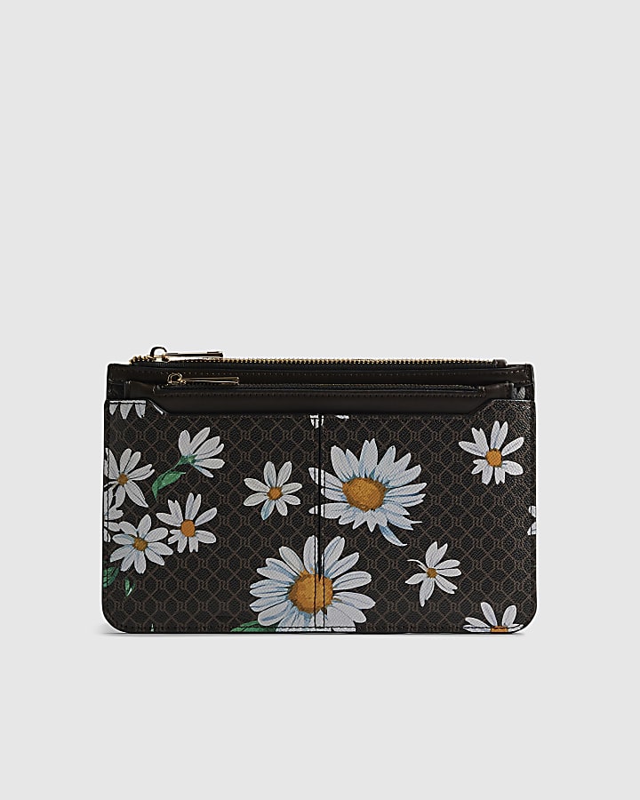 Brown Daisy Monogram Travel Wallet