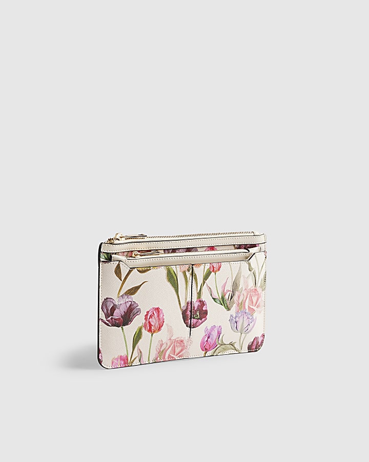 Cream Floral Travel Wallet Bundle