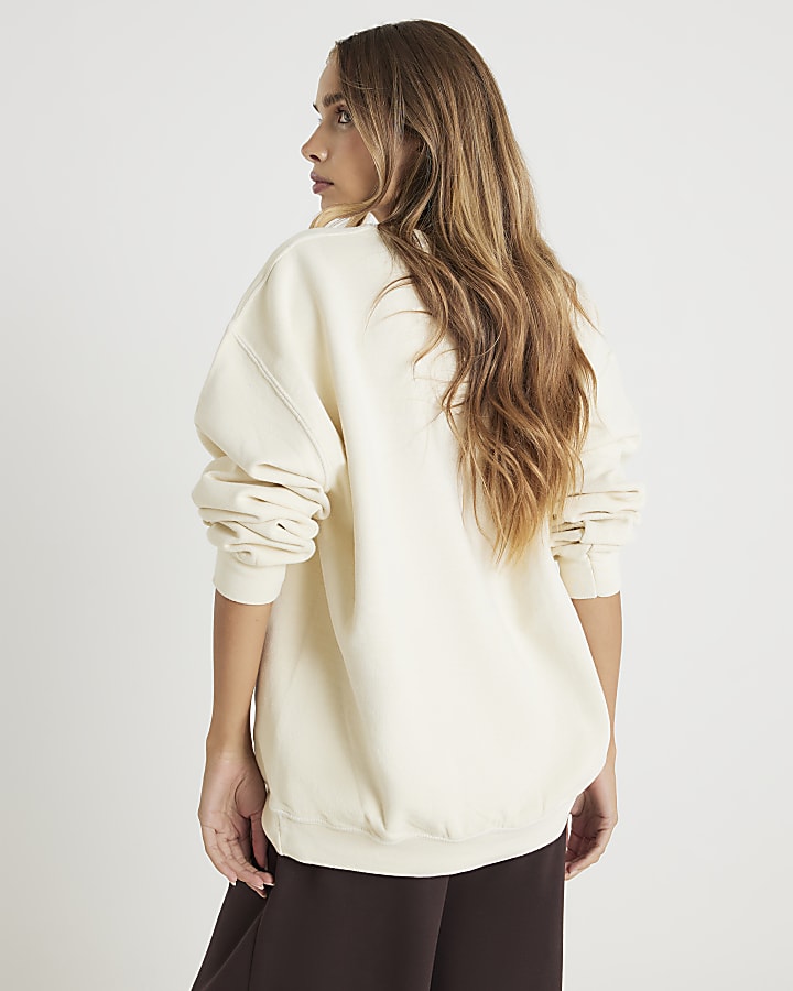 Beige Amore Animal Print Oversized Sweatshirt