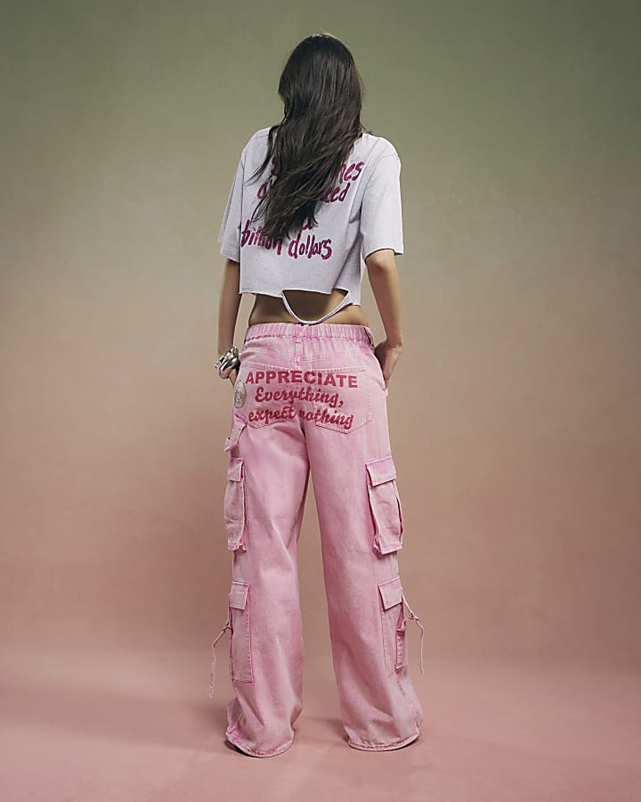 Pink Year Zero High Rise Cargo Jeans