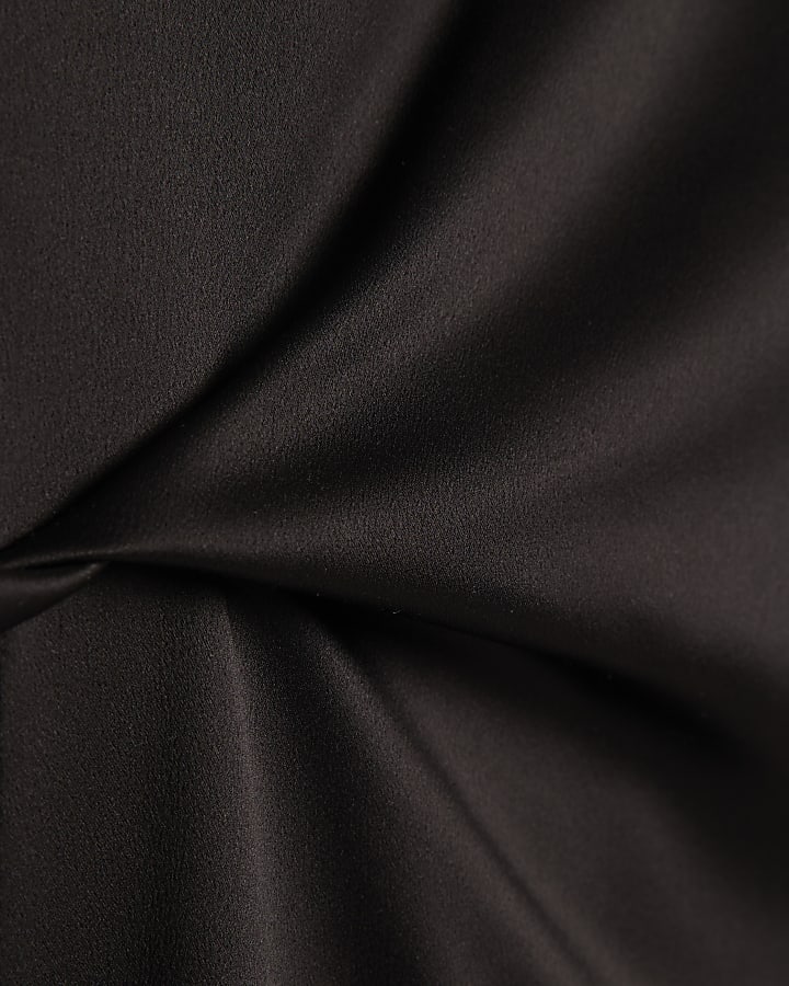 Black Strappy Twist Side Slip Dress