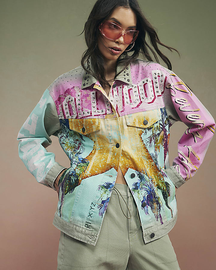 Green Year Zero Printed Trucker Jacket