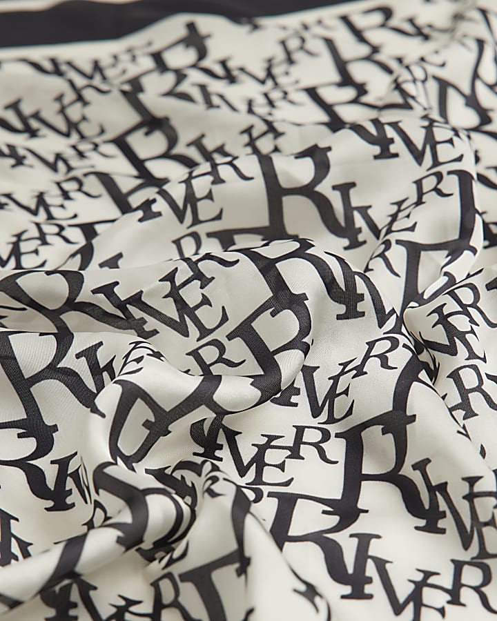 Black Monogram Print Neck Scarf