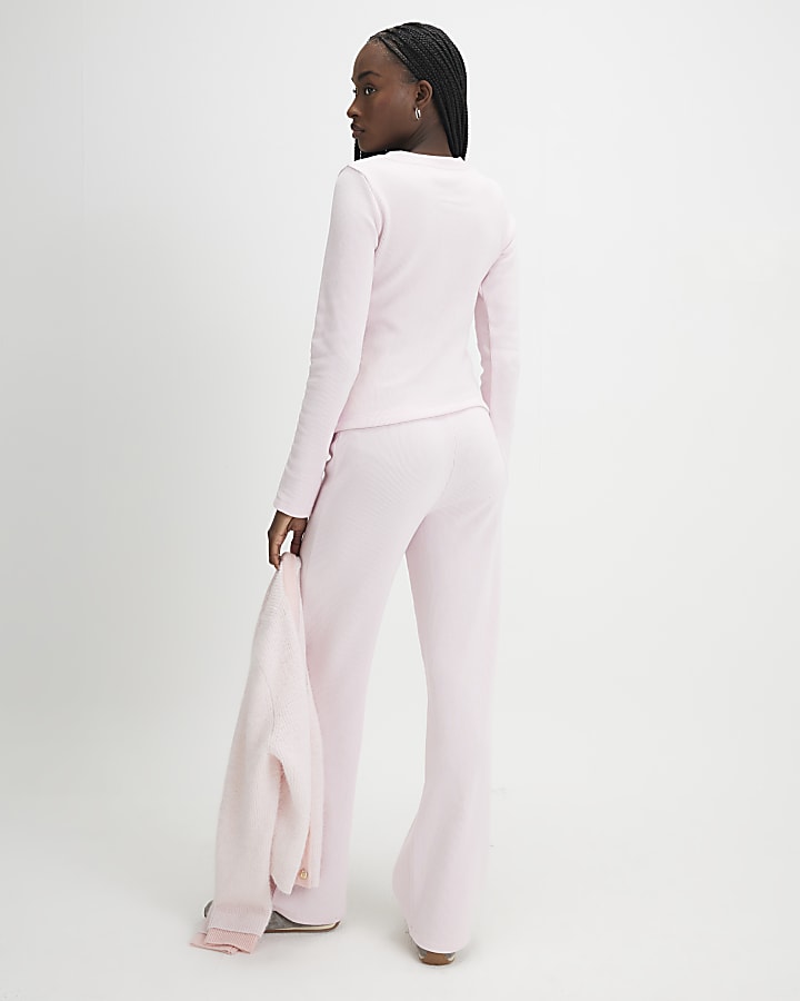 Pink Cardigan and Trousers Loungewear Set